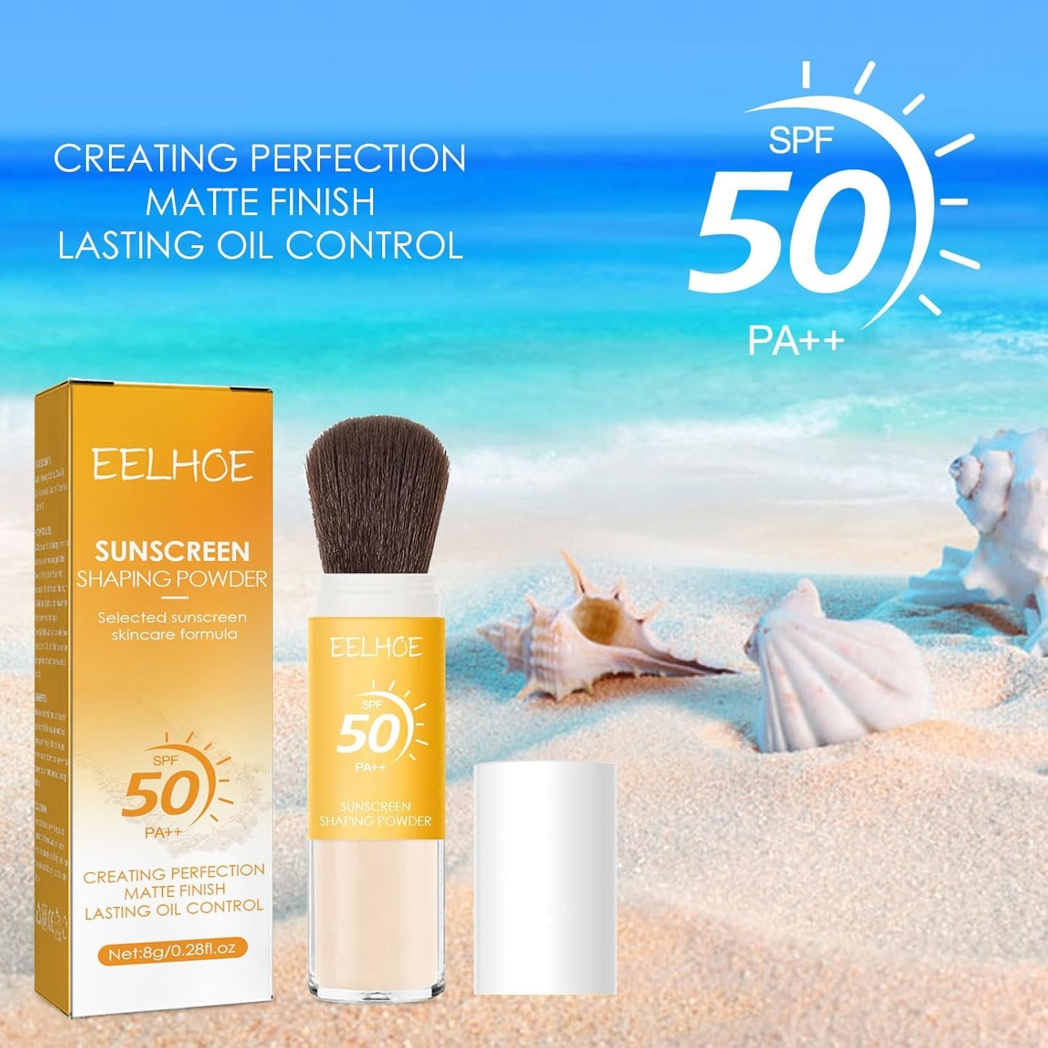 Пудра Мінеральна сонцезахисна SPF 50 PA++ фіксуюча, натуральна напівпрозора мінеральна розсипчаста, тривалої дії, дихаюча, легка, матуюча, для контролю жирності, фото №3