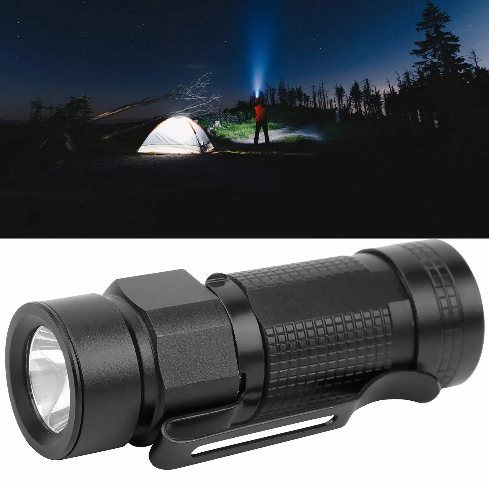 Карманный мини фонарик LED портативный USB водонепроницаемый сверхъяркий для кемпинга походов на открытом воздухе черный, фото №2