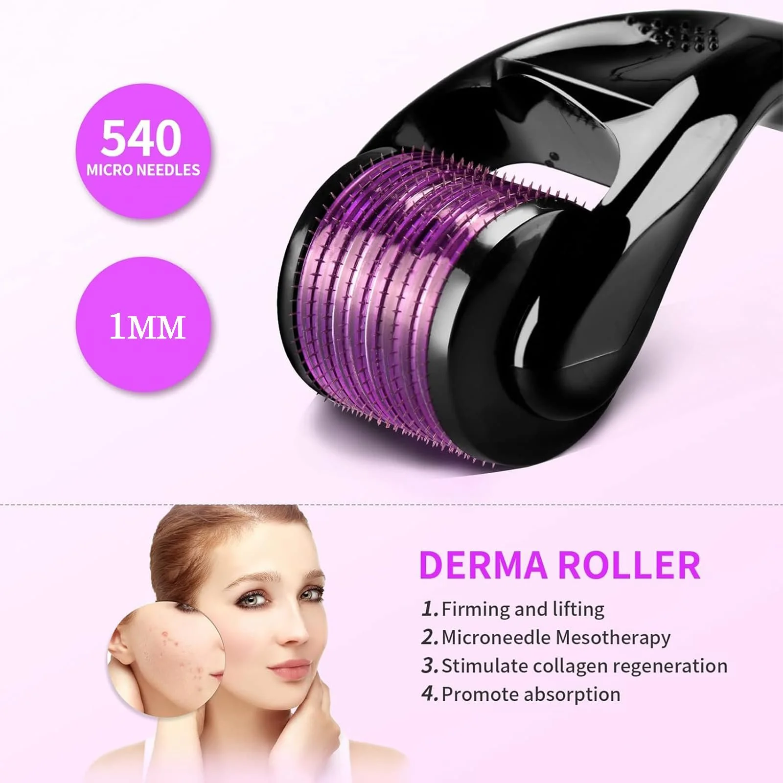 Дермаролер 1 мм, 540 голок для обличчя та тіла, фото №2