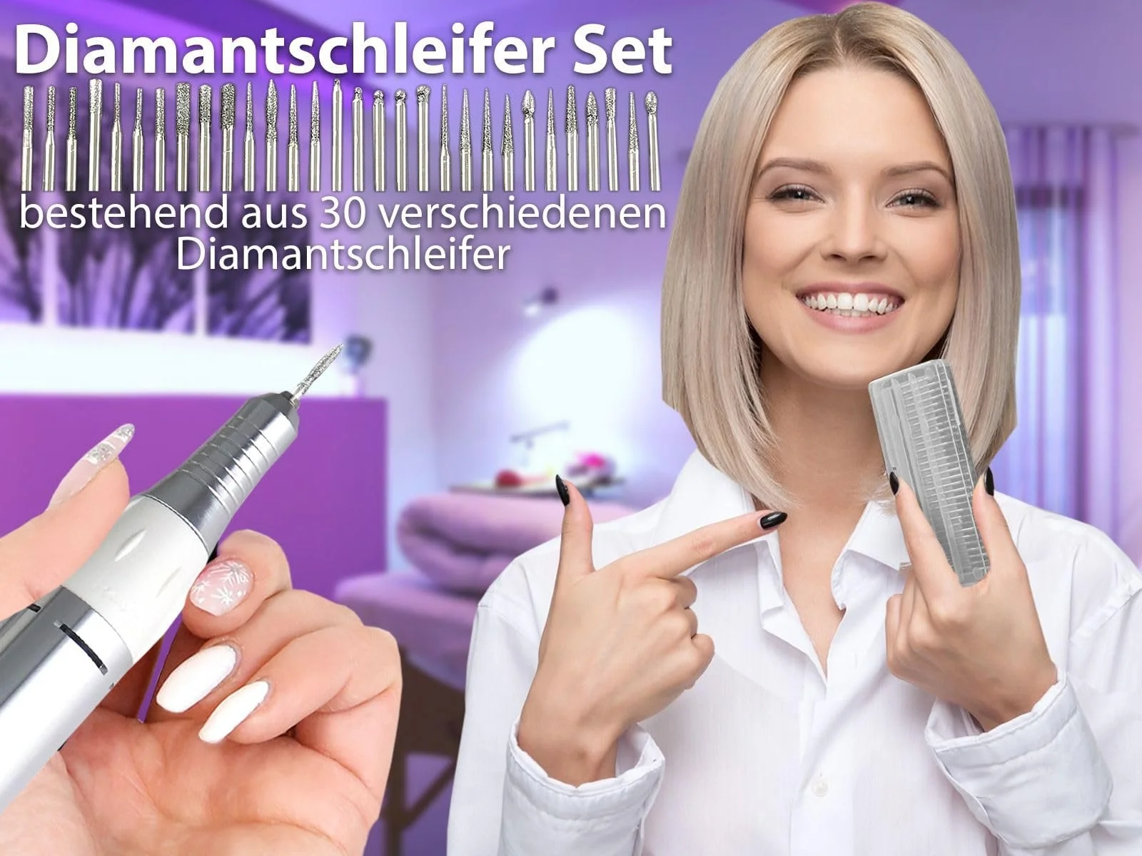 Електричний набір для манікюру, зі швидкістю 30 000 обертів на хвилину, фото №6