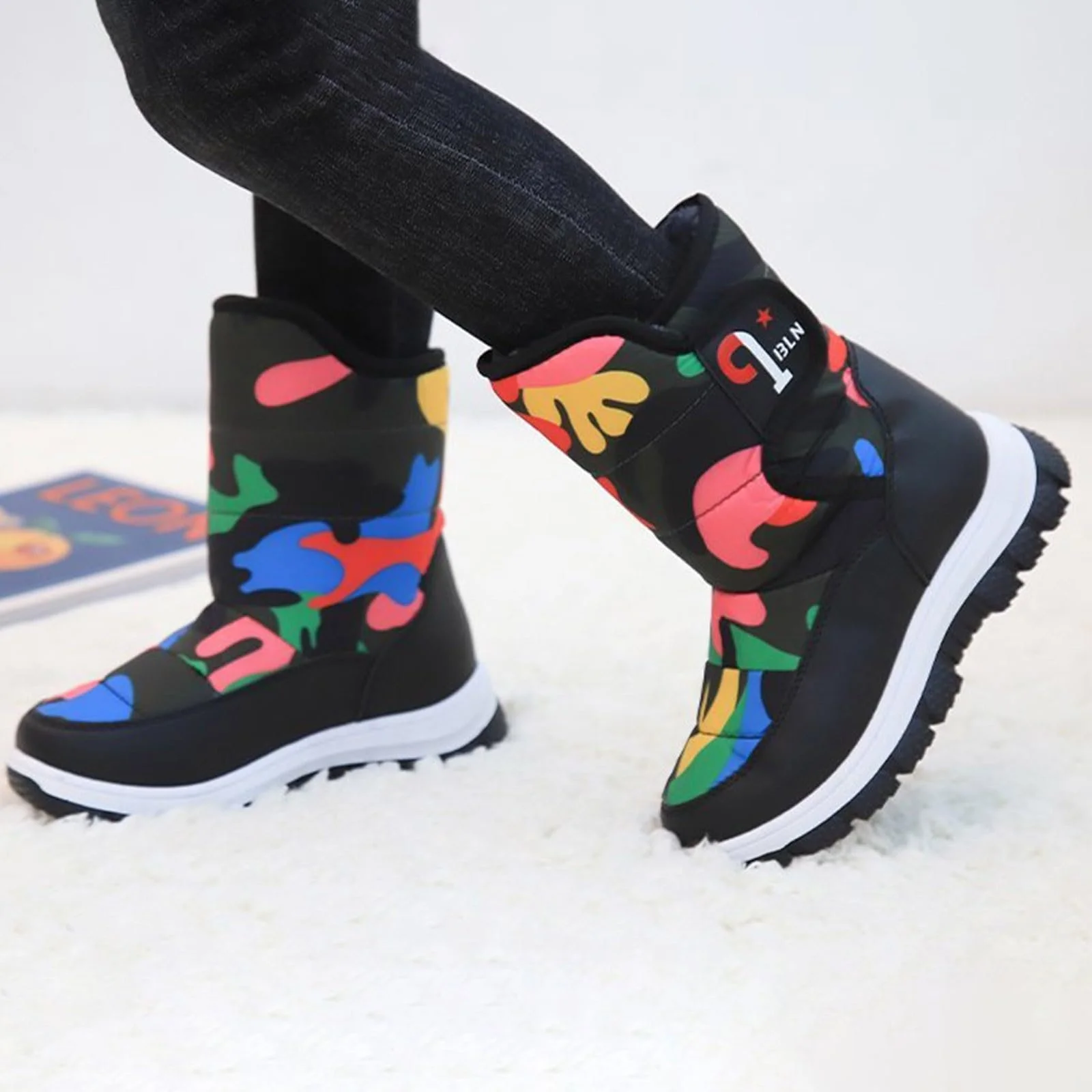 Зимние Ботинки для Девочек Утепленные Водонепроницаемые Снежные Ботинки для Активного Отдыха Удобные Ботинки для Походов Теплые Нескользящие Ботинки для Ходьбы Босиком Зимние Ботинки для Мальчиков, фото №5