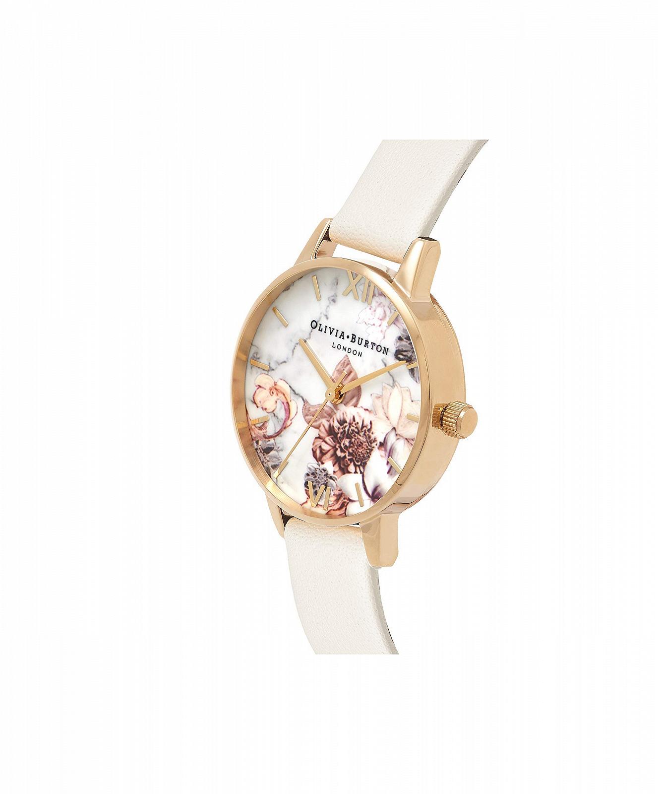 Жіночий аналоговий годинник Olivia Burton OB16CS15, білий шкіряний ремінець, бежевий і золотий, браслет, фото №2