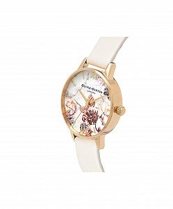 Жіночий аналоговий годинник Olivia Burton OB16CS15, білий шкіряний ремінець, бежевий і золотий, браслет synthetic.ua - Фото 1
