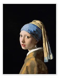 Постер Jan Vermeer The Girl with Pearl Earrings 90 x 120 см Black - Фото 1