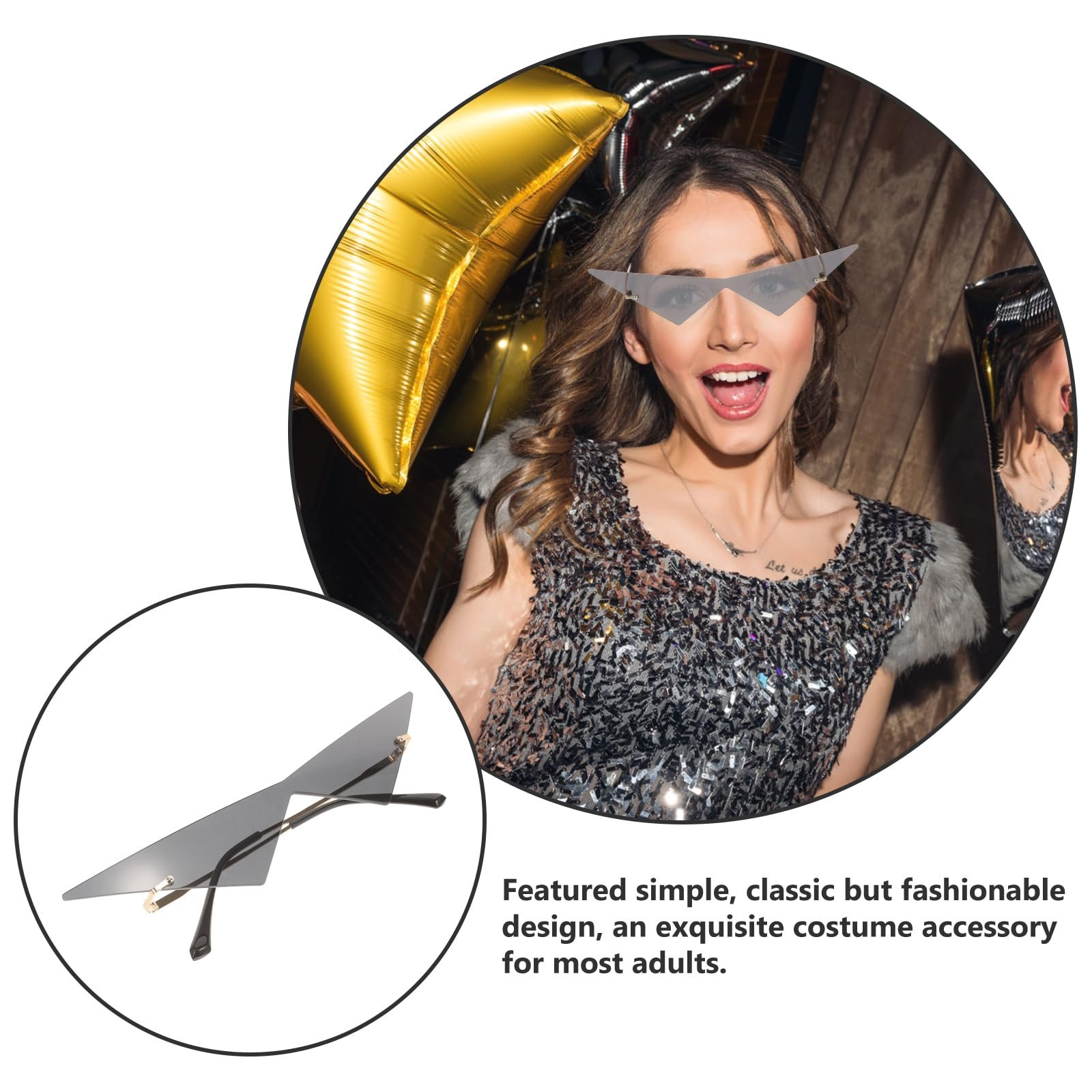 Сонцезахисні окуляри VALICLUD Трикутні Без оправи Мереживні Сірі, фото №3