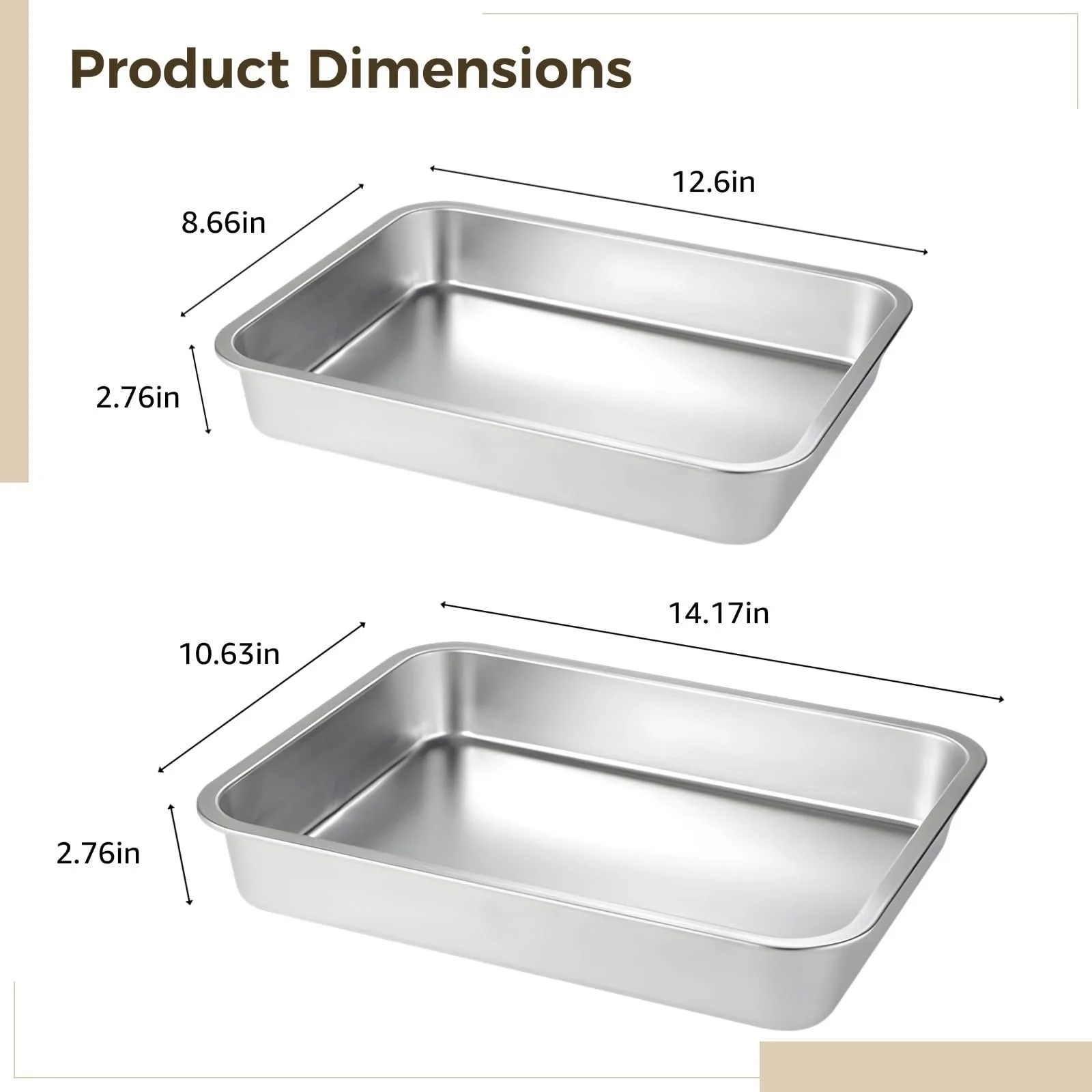Форма для лазаньї набір із 2 шт. із нержавіючої сталі 7.9 см, фото №3