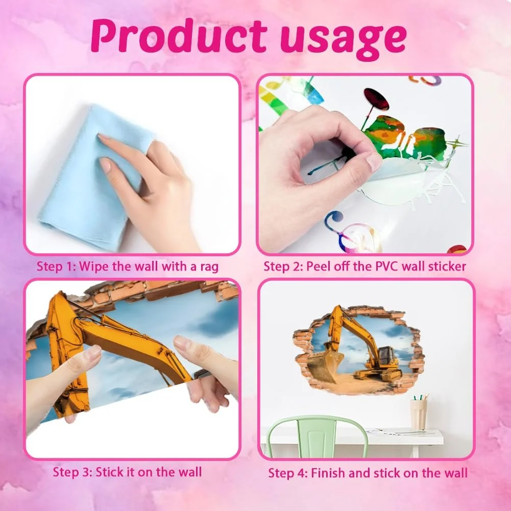 Наклейка на стіну SUPERDANT 3D Digger Brick Wall 96 x 60 см, фото №6