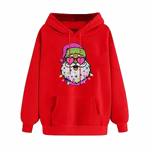 Женская Толстовка с капюшоном tsaChick Рождественский принт, длинный рукав, открытые плечи, карман - Фото 1