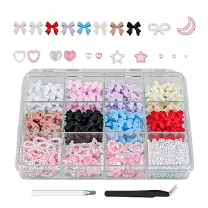 Украшения для ногтей Милый Набор шармов для ногтей Жемчуг Flatback Аксессуары для дизайна поделок Многоформные жемчужины Сердце Звезда Ювелирные изделия для ногтей для украшения - Фото 1