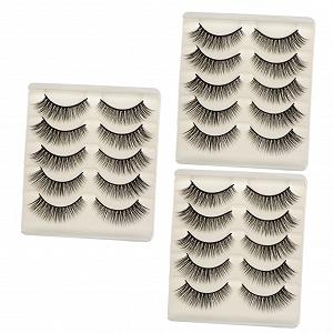 Искусственные Angoily 15 пар 5d длинные густые черные полосовые драматические кошачьи пушистые ресницы ручное производство - Фото 1