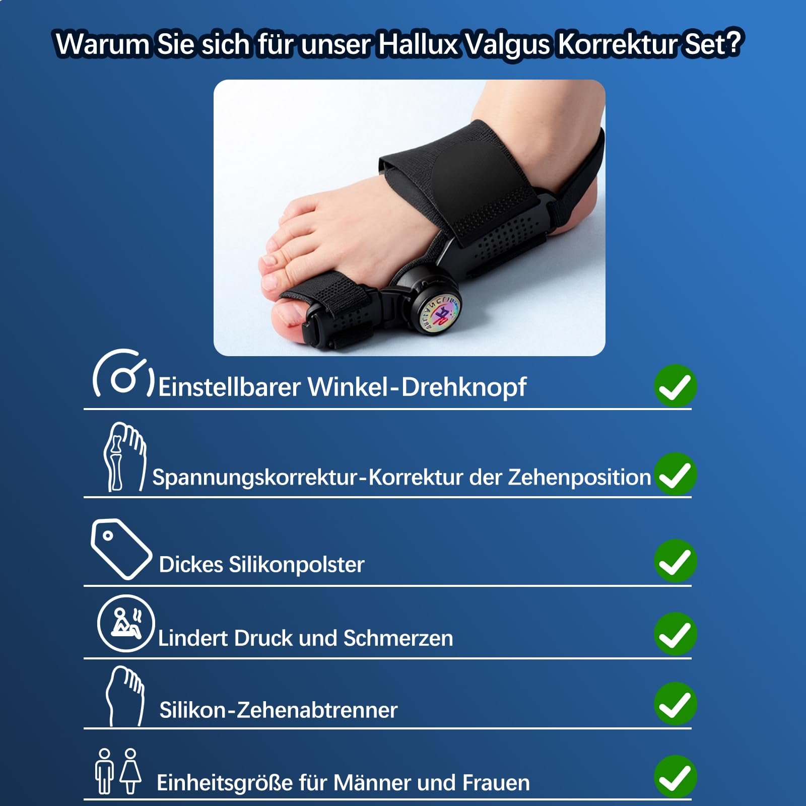 Шина для коррекции Hallux Valgus Регулируемая Улучшенная версия, фото №6