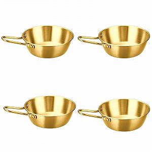 Миска походная LUCKGONI из нержавеющей стали, 4 шт, с ручкой, серебристая - Фото 1