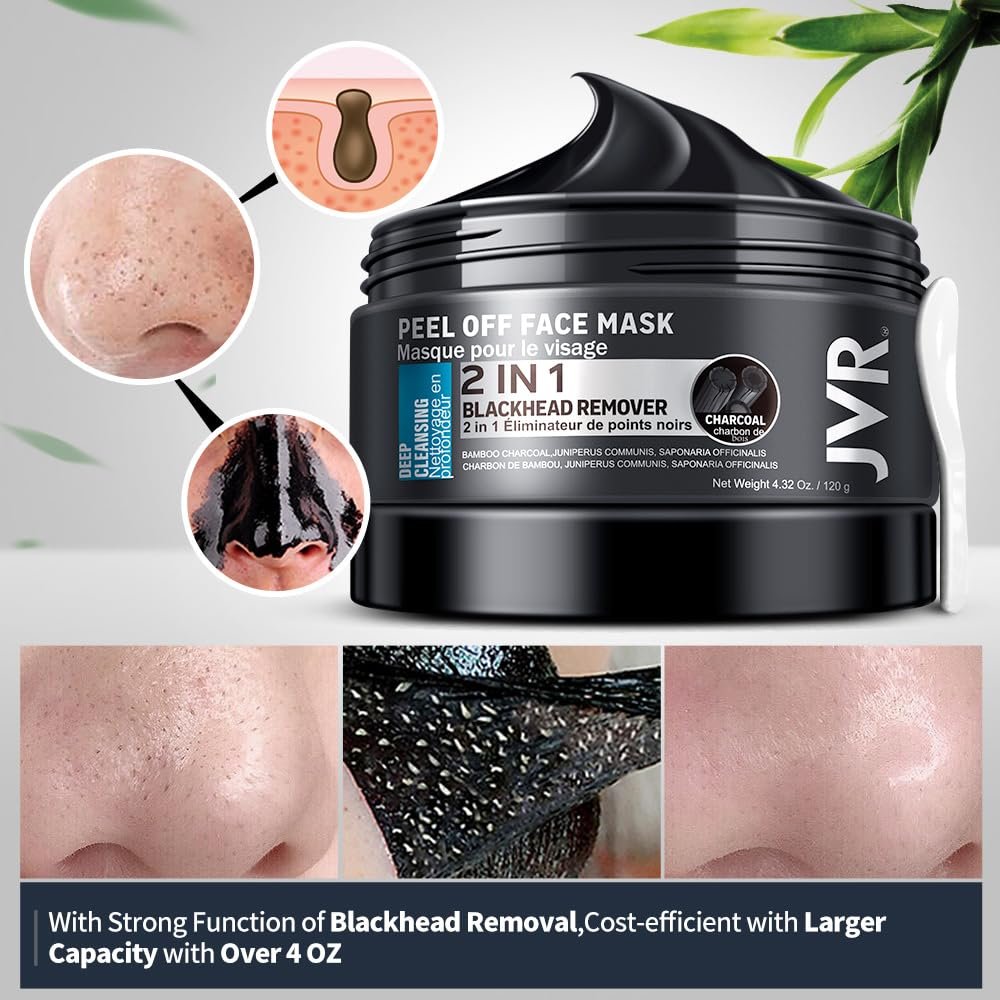 Маска для видалення чорних цяток JVR, маска-плівка з бамбукового вугілля для глибокого очищення, фото №5