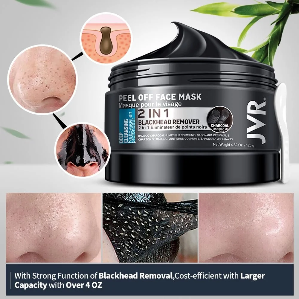 Маска для удаления черных точек JVR, маска-пленка с бамбуковым углем для глубокой очистки, маска от черных точек, черная маска для удаления черных точек, очистки пор, контроль жирности, 120 мл, фото №5