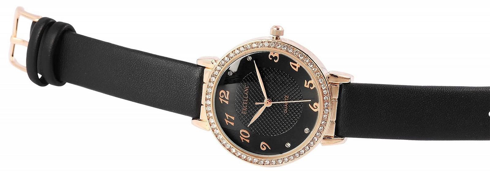 Часы Excellanc Женские Ремешок из искусственной кожи 1900106 Аналоговые Кварцевые Стразы, фото №3