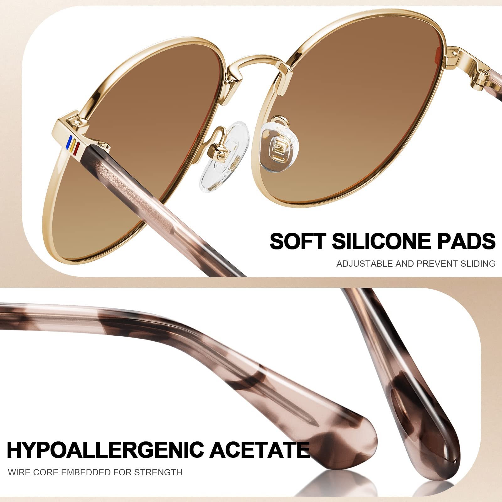 Сонцезахисні окуляри CARFIA Поляризовані круглі Жіночі Металева оправа, фото №6