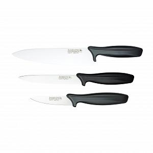 Набор ножей Rockingham Forge Essentials 3 предм. (9 см нож для овощей, 12 см универсальный нож и 20 см нож шеф-повара), черные рукоятки - Фото 1