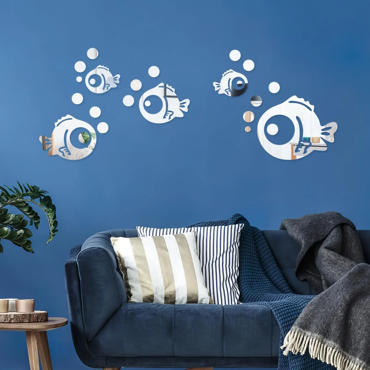 Наклейка на стіну VORCOOL 3D Акрилова Рибки та бульбашки Дзеркальна Срібляста, фото №8 Наклейка на стіну VORCOOL 3D Акрилова Рибки та бульбашки Дзеркальна Срібляста, фото №8