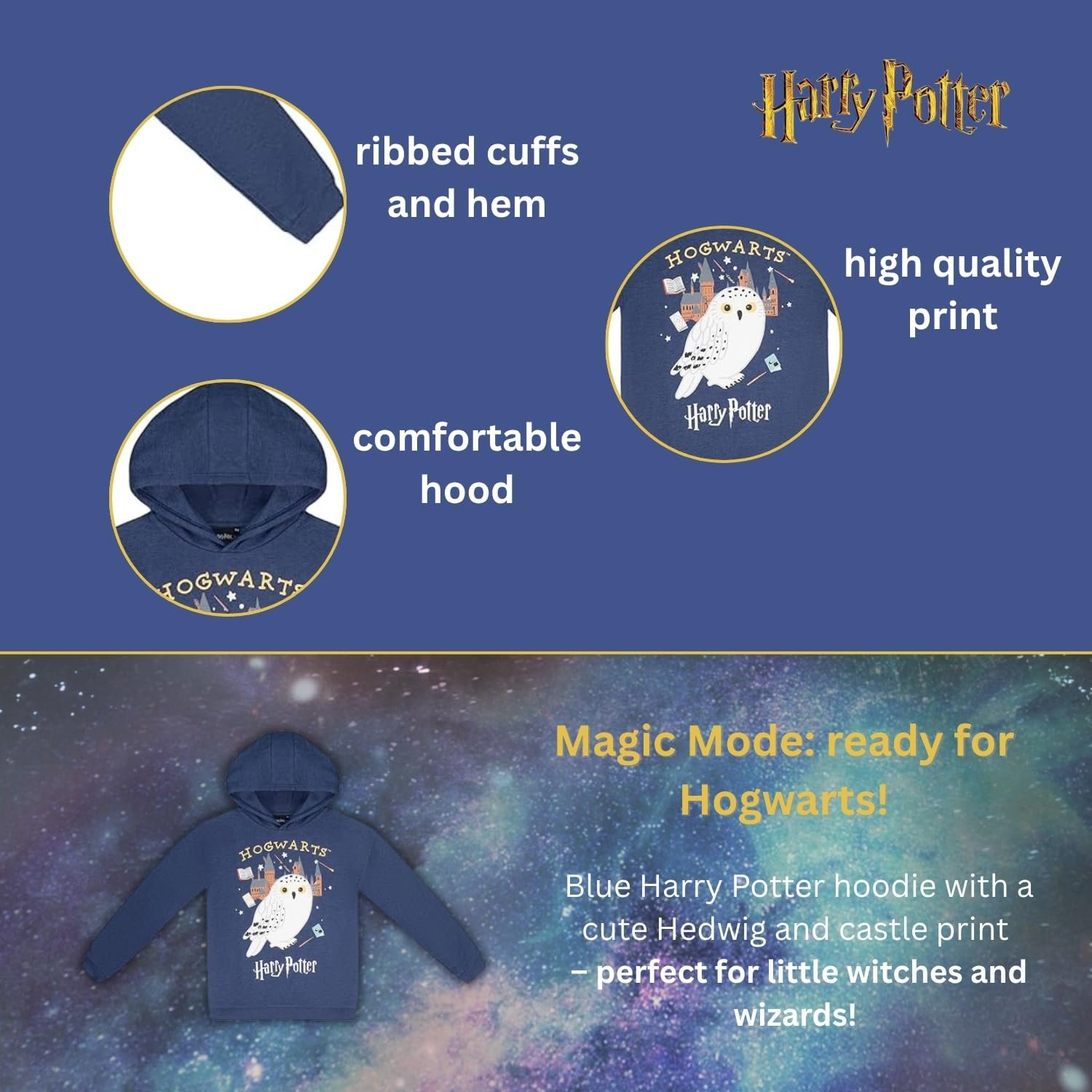 Худи Harry Potter Hedwick для детей, девочек, мальчиков, подростков, размеры от 116 до 176, официальный мерч, фото №4