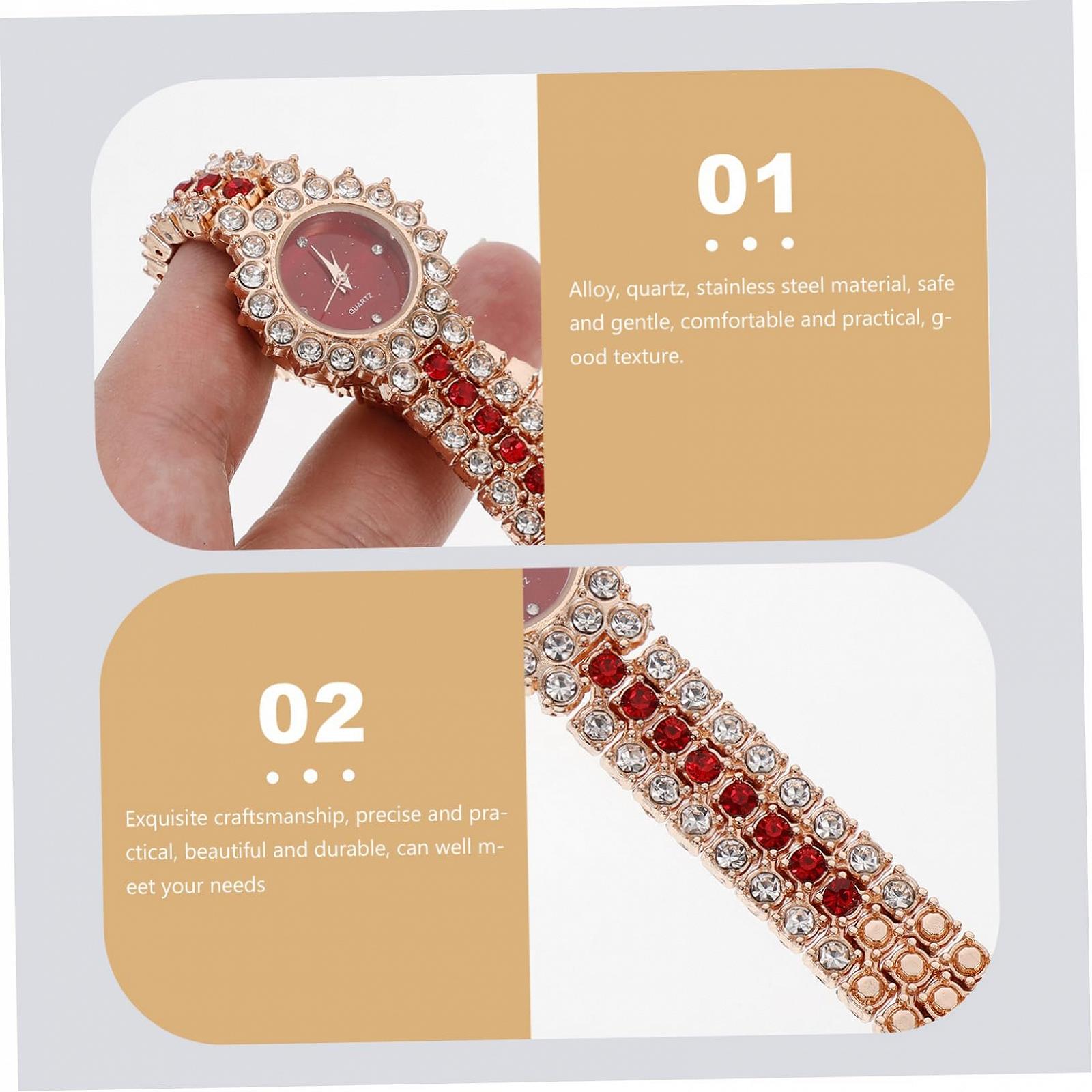 Женские часы WRITWAA Кварцевые часы Золотистый из нержавеющей стали, золотистый, фото №7