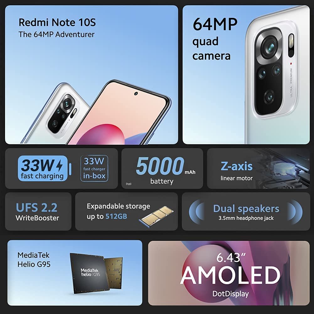 Смартфон Xiaomi Redmi Note 10S 128GB Dual SIM Onyx Grey, фото №7 Смартфон Xiaomi Redmi Note 10S 128GB Dual SIM Onyx Grey, фото №7