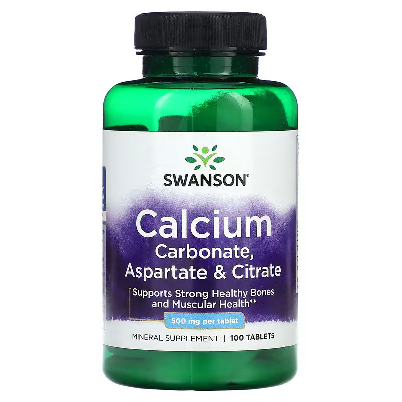 Кальций Swanson Calcium Carbonate Aspartate Citrate 500 mg 100 Tabs, фото №1
