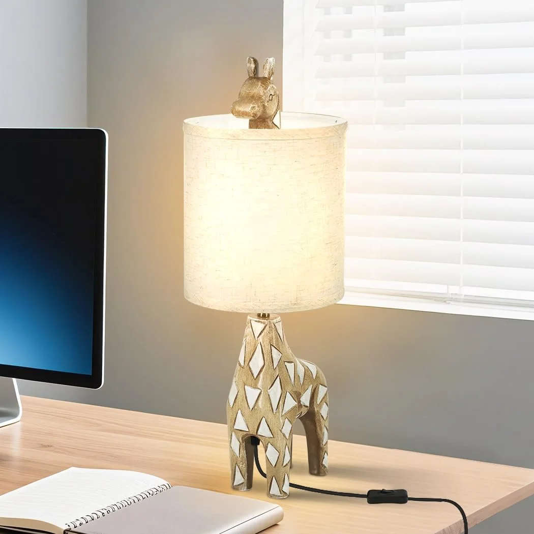 Настільна лампа Giraffe LED з полірезину лляний абажур 56 см E26/E27, фото №5