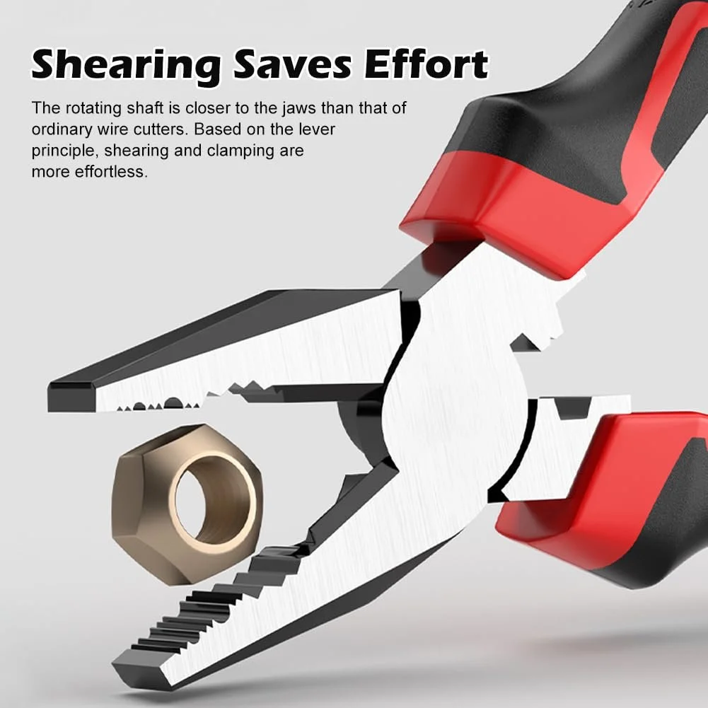 Набор плоскогубцев Комбинированные плоскогубцы, боковые кусачки, плоскогубцы с длинными губками 160 мм, Черный и Красный, фото №6