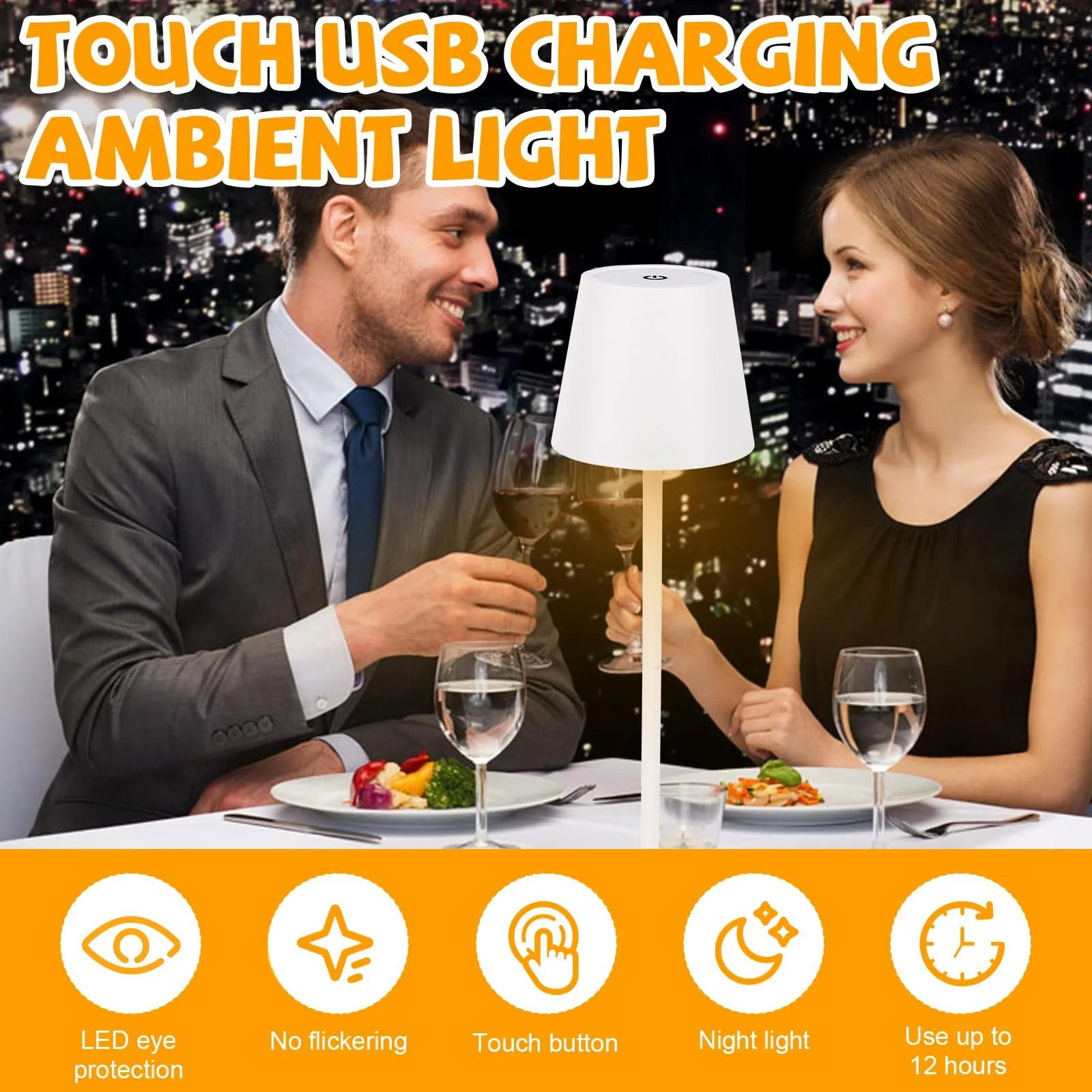 Настільна лампа LED Бездротова Портативна Сенсорна Акумуляторна Бежевий, фото №6