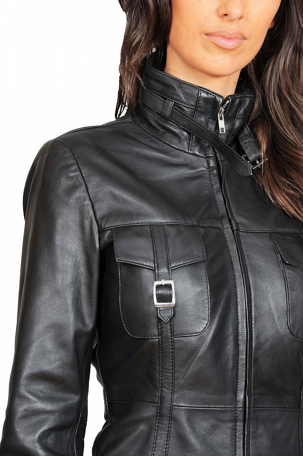 Кожаное пальто Carol A1 FASHION GOODS женское приталенное 3/4, модная женская куртка на молнии, светло-коричневый, фото №5