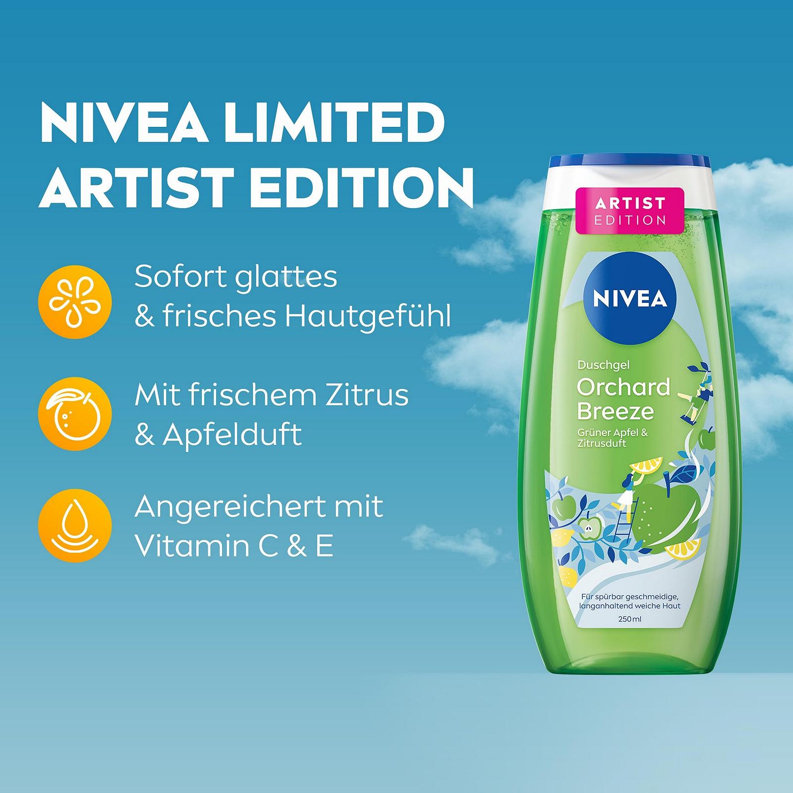 Гель для душу NIVEA Orchard Breeze Artist Edition з вітамінами C та E 250 мл, фото №2