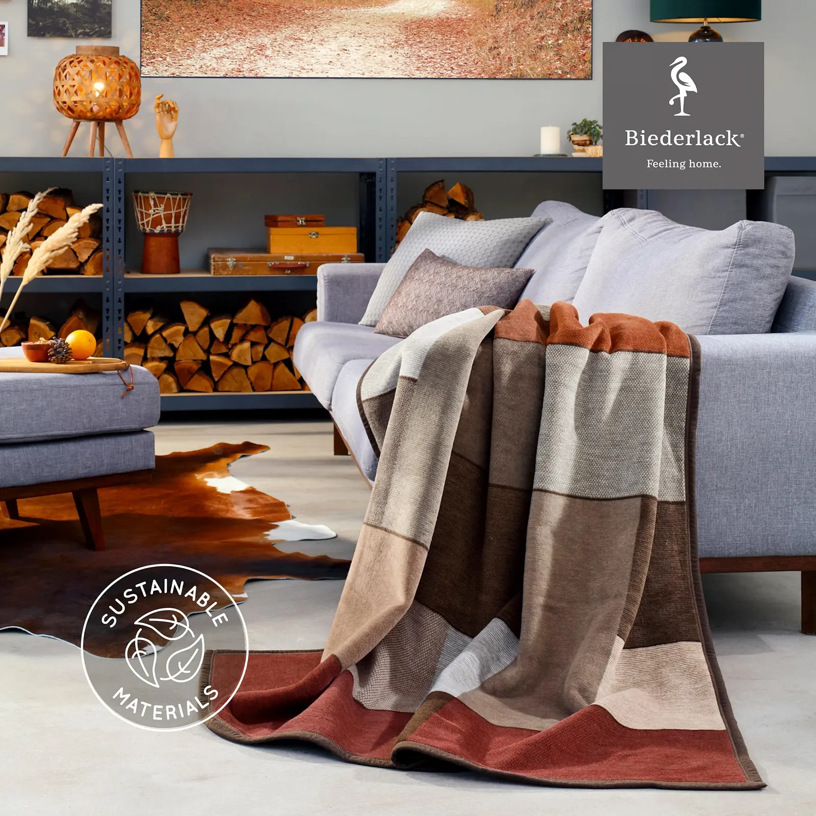 Одеяло Biederlack Fluffy Soft Cuddly из хлопка и полиакрила I Сделано в Германии I Oeko-Tex I Экологичное производство I Одеяло для дивана Коричневые квадраты в коричнево-бежевую клетку I Одеяло 150 x 200 см, фото №3