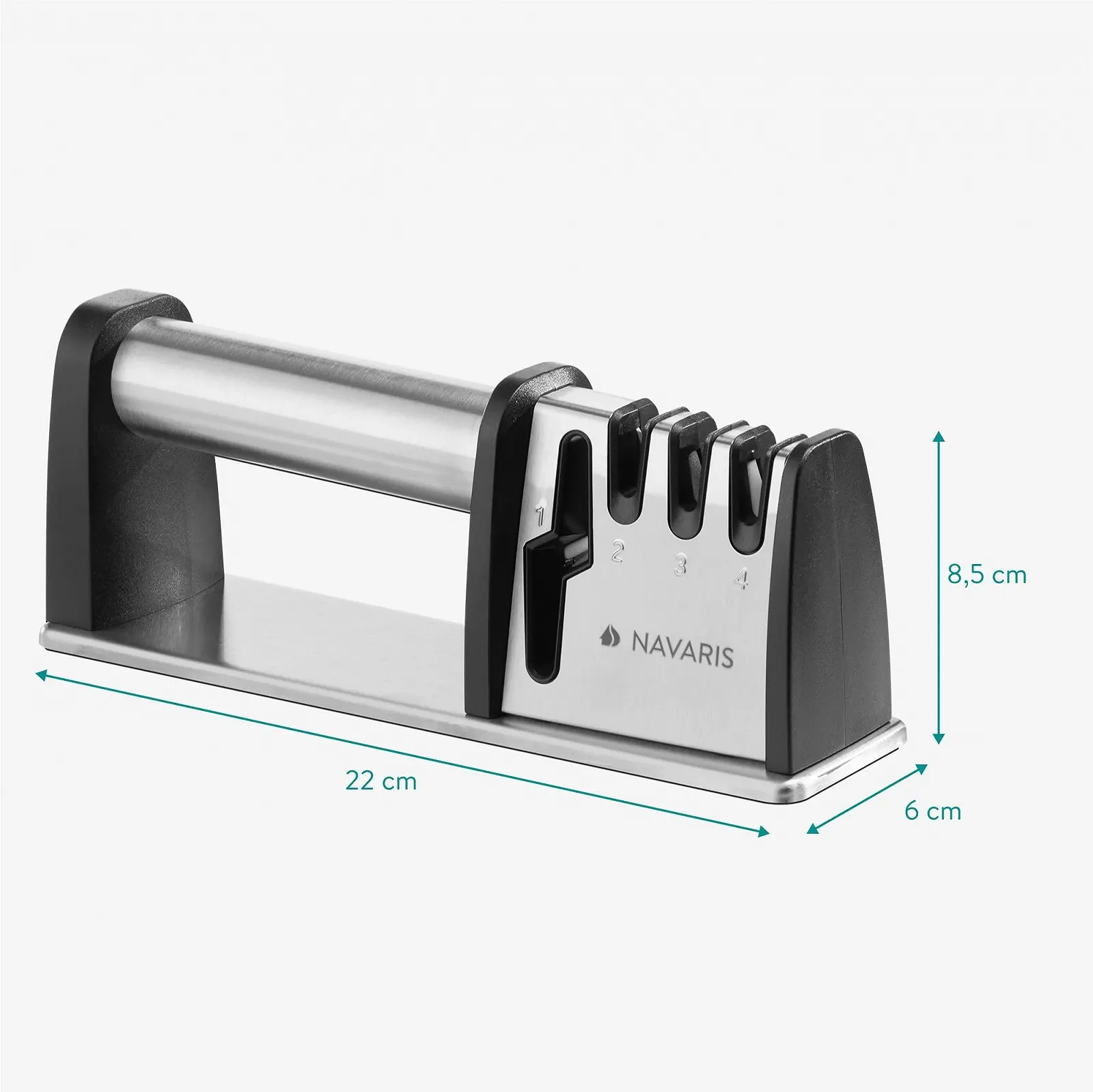 Точилка для ножів та ножиць Navaris Professional 3-ступінчаста нержавіюча сталь, фото №6 Точилка для ножів та ножиць Navaris Professional 3-ступінчаста нержавіюча сталь, фото №6