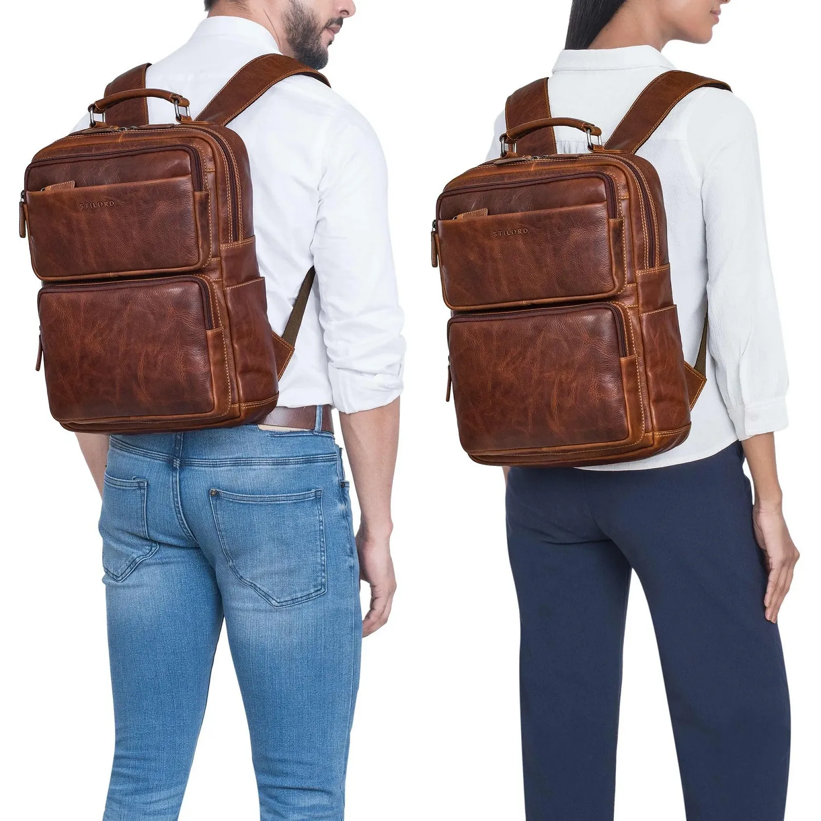 Рюкзак для ноутбука STILORD Roman 15-16 дюймов Leather Salerno - Brown, фото №6