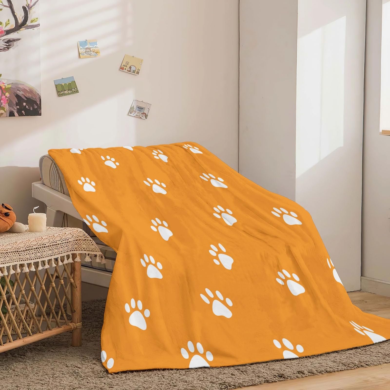 Плед Fluffy М'який, Плед з милим принтом лапки з високоякісного фланелевого матеріалу, фото №3 Плед Fluffy М'який, Плед з милим принтом лапки з високоякісного фланелевого матеріалу, фото №3