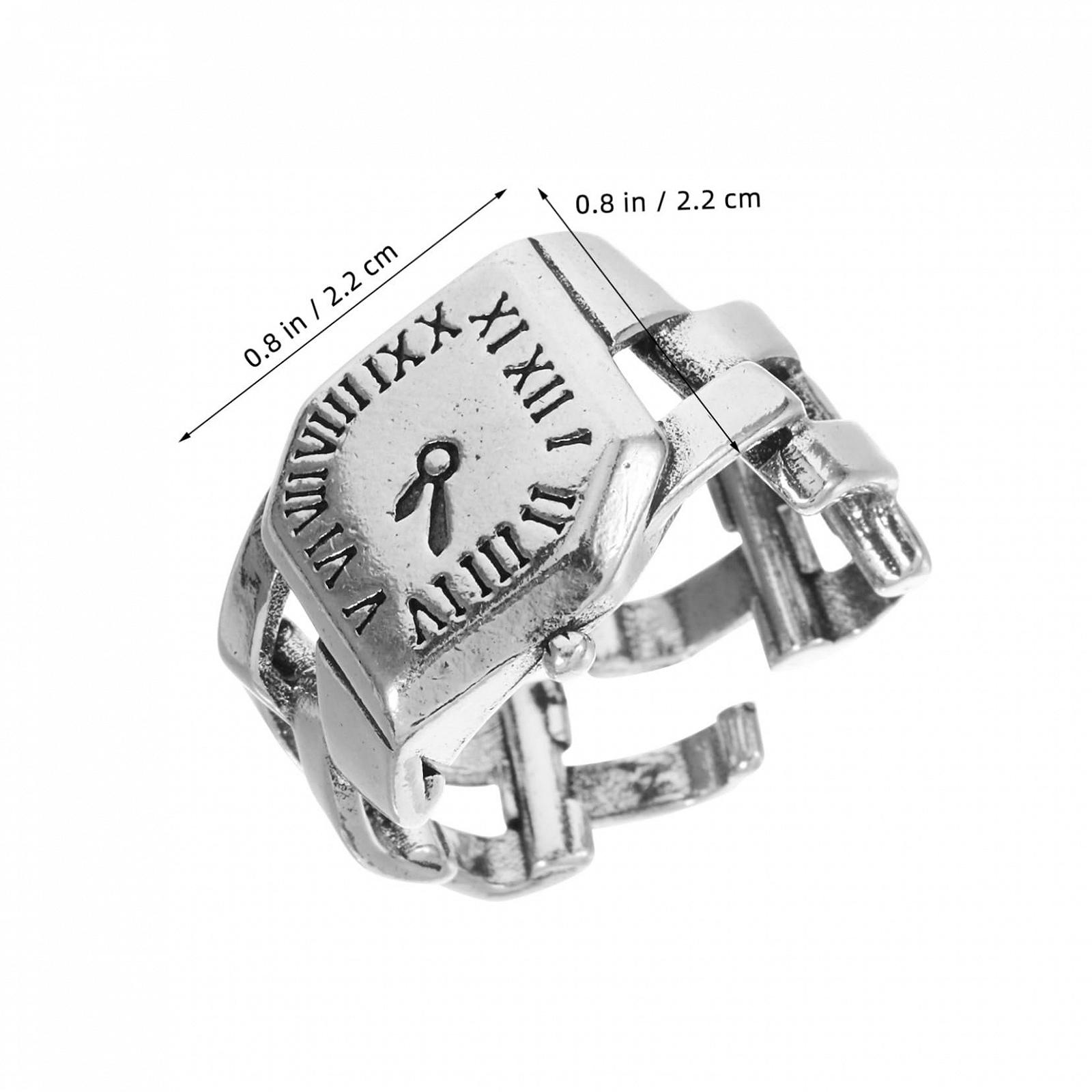 Кольцо-часы Healvian с римскими цифрами, регулируемое, винтажное, 2 шт., фото №2