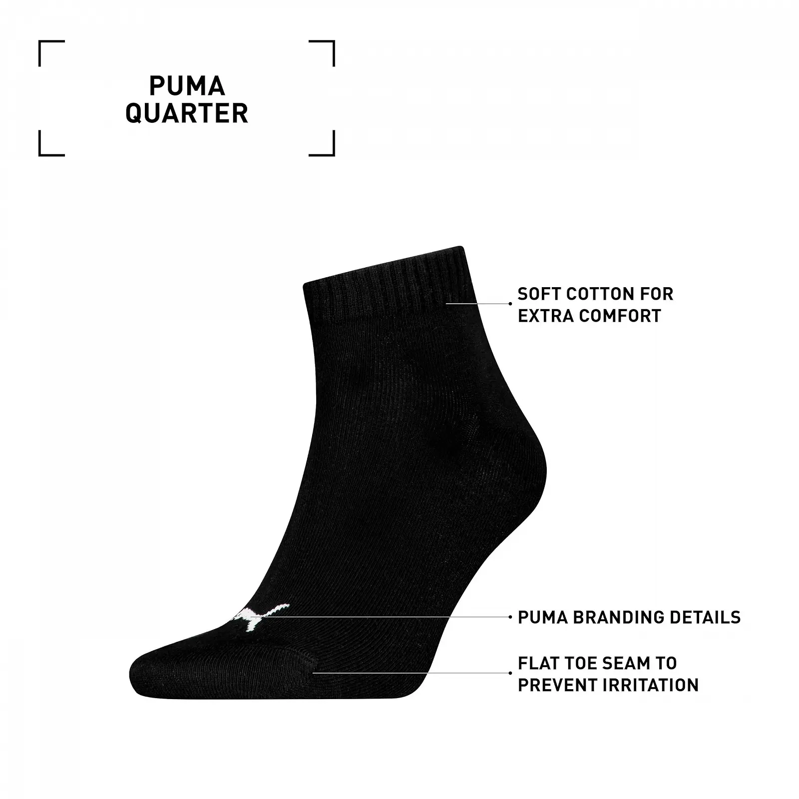 Шкарпетки спортивні Puma unisex quarter 6 пар, розміри 35-46, фото №3