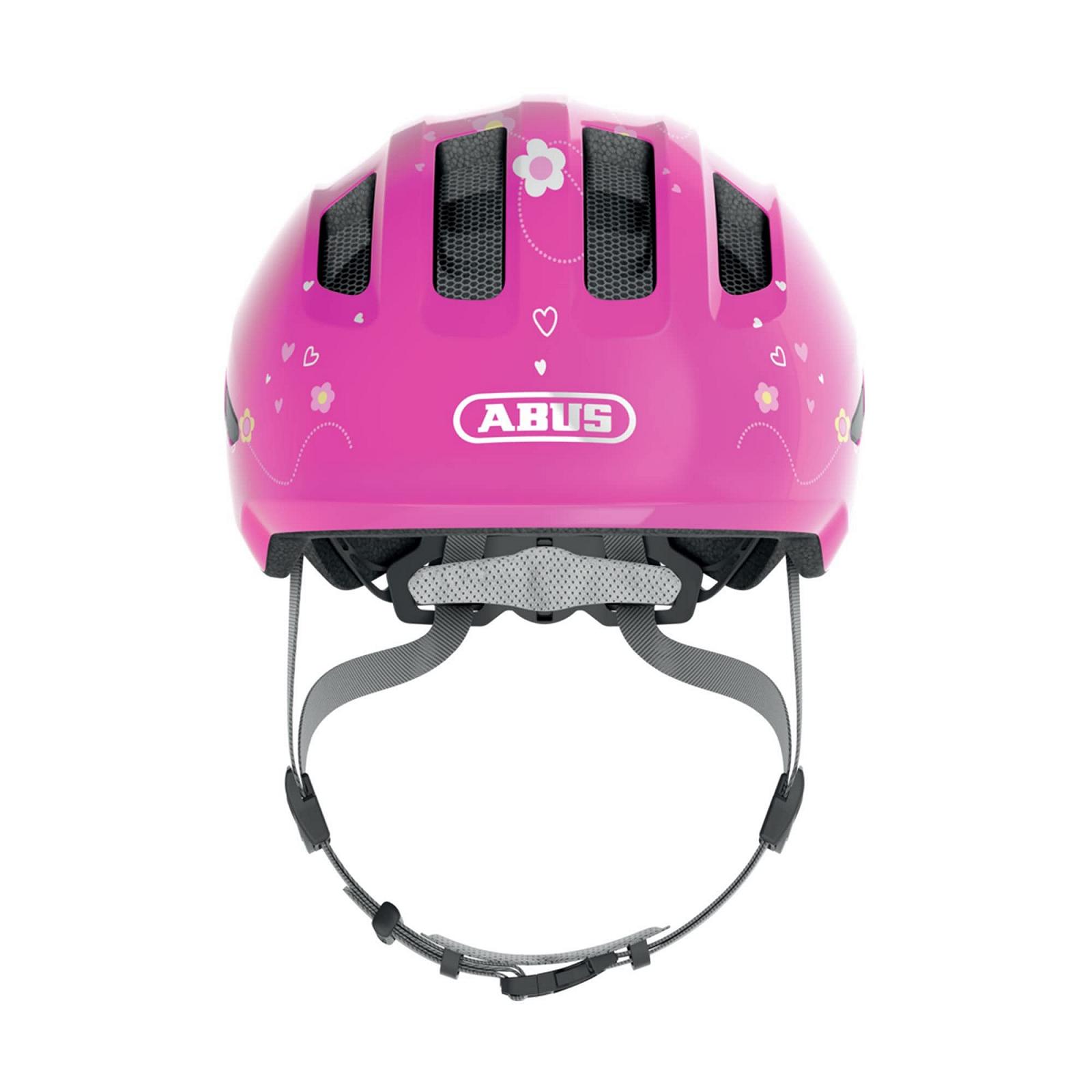 Детский Велосипедный Шлем ABUS Smiley 3.0 LED с Подсветкой, Размер M, Розовый с Узором Бабочки, фото №6