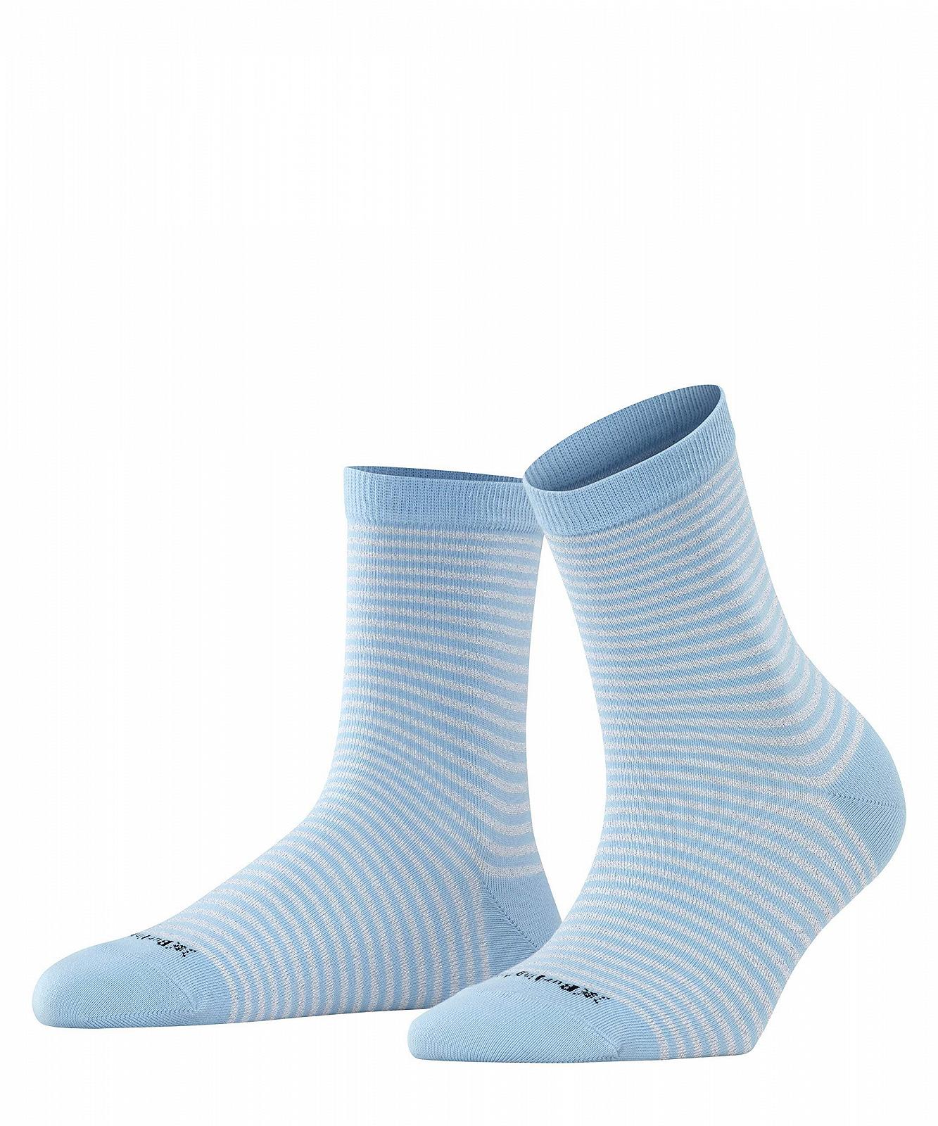 Женские носки Burlington Ladywell Ringlet Хлопок Черный Белый Полосатый Блестящий Голубой (Blue Haze 6291) Размер 36-41, фото №1