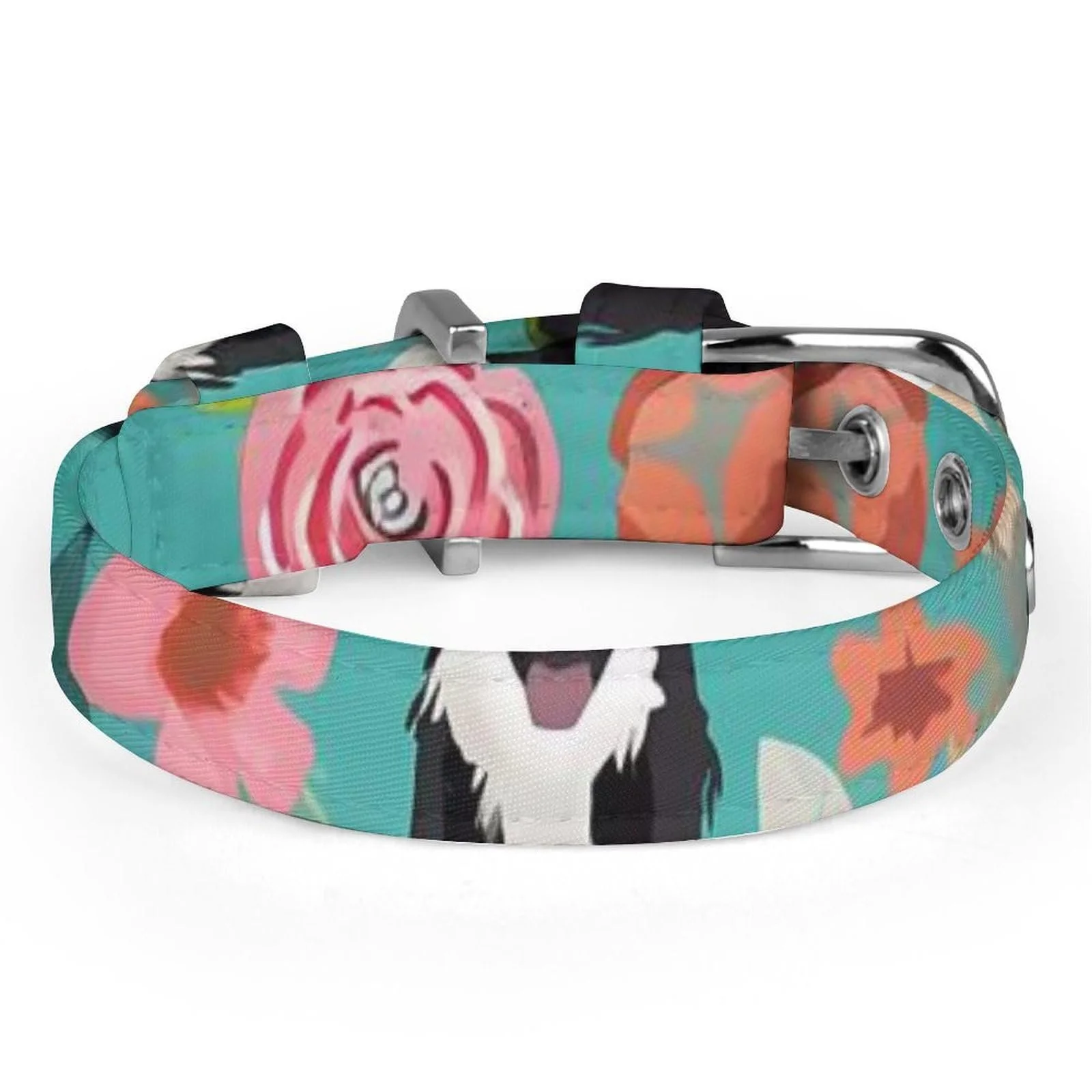 Ошейник для домашних животных Border Collie Floral Print стильный регулируемый легкий, фото №4