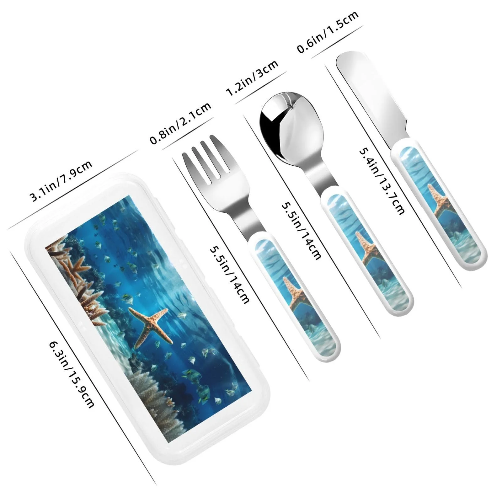 Дитячий набір столових приборів з трьох предметів Nettes Seestern з принтом, фото №3 Дитячий набір столових приборів з трьох предметів Nettes Seestern з принтом, фото №3