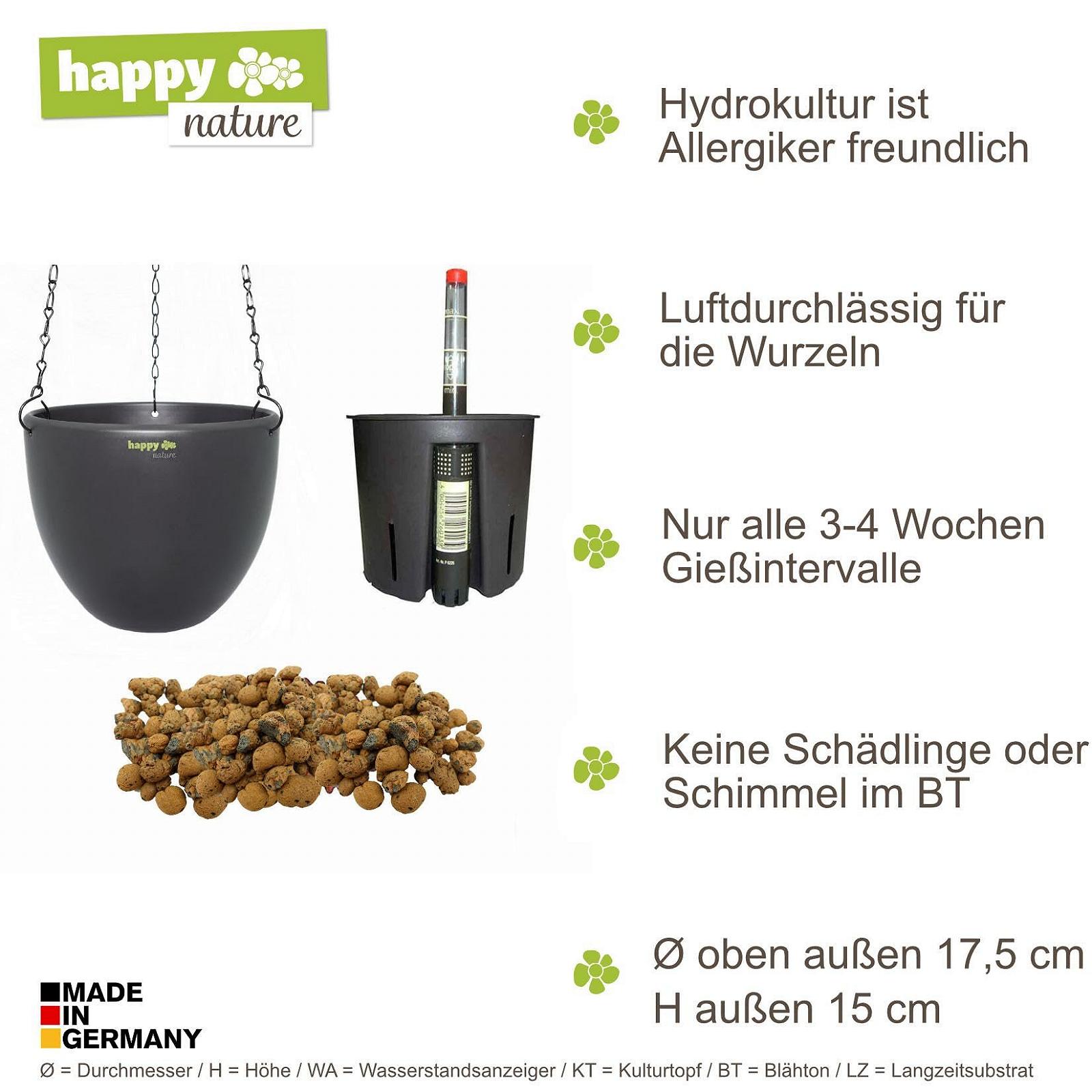 Підвісний кошик happy nature Venus 13/12 Набір з 4 предметів Керамічний для гідропоніки Діаметр 17.5 см Висота 15 см Антрацит, фото №5