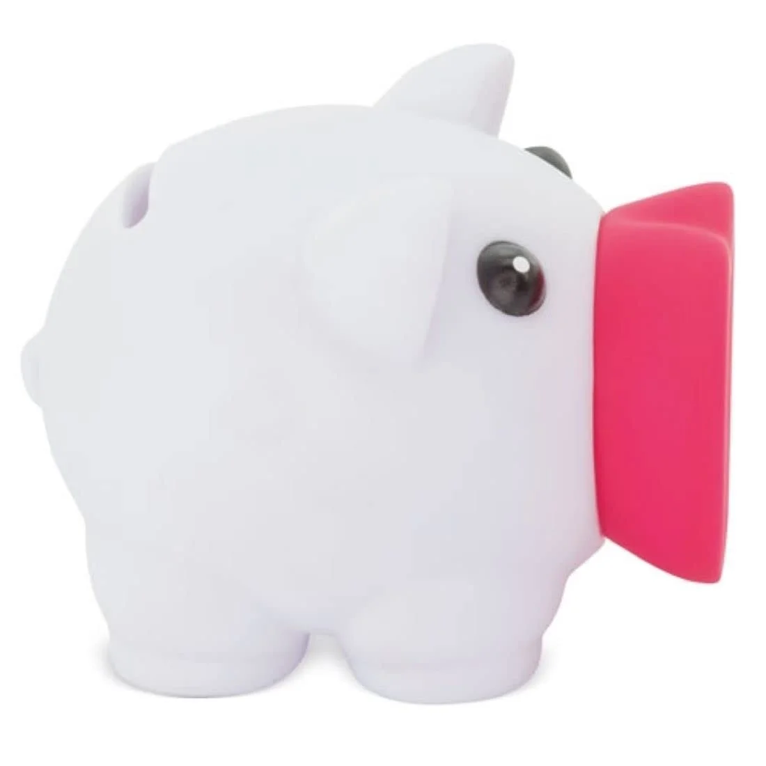 Копилка-поросенок из мягкой резины 10 x 7.5 x 8 см 75 г White Fuchsia, фото №2