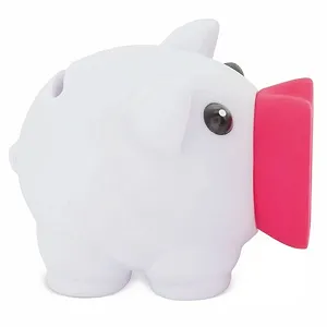 Копилка-поросенок из мягкой резины 10 x 7.5 x 8 см 75 г White Fuchsia synthetic.ua - Фото 1