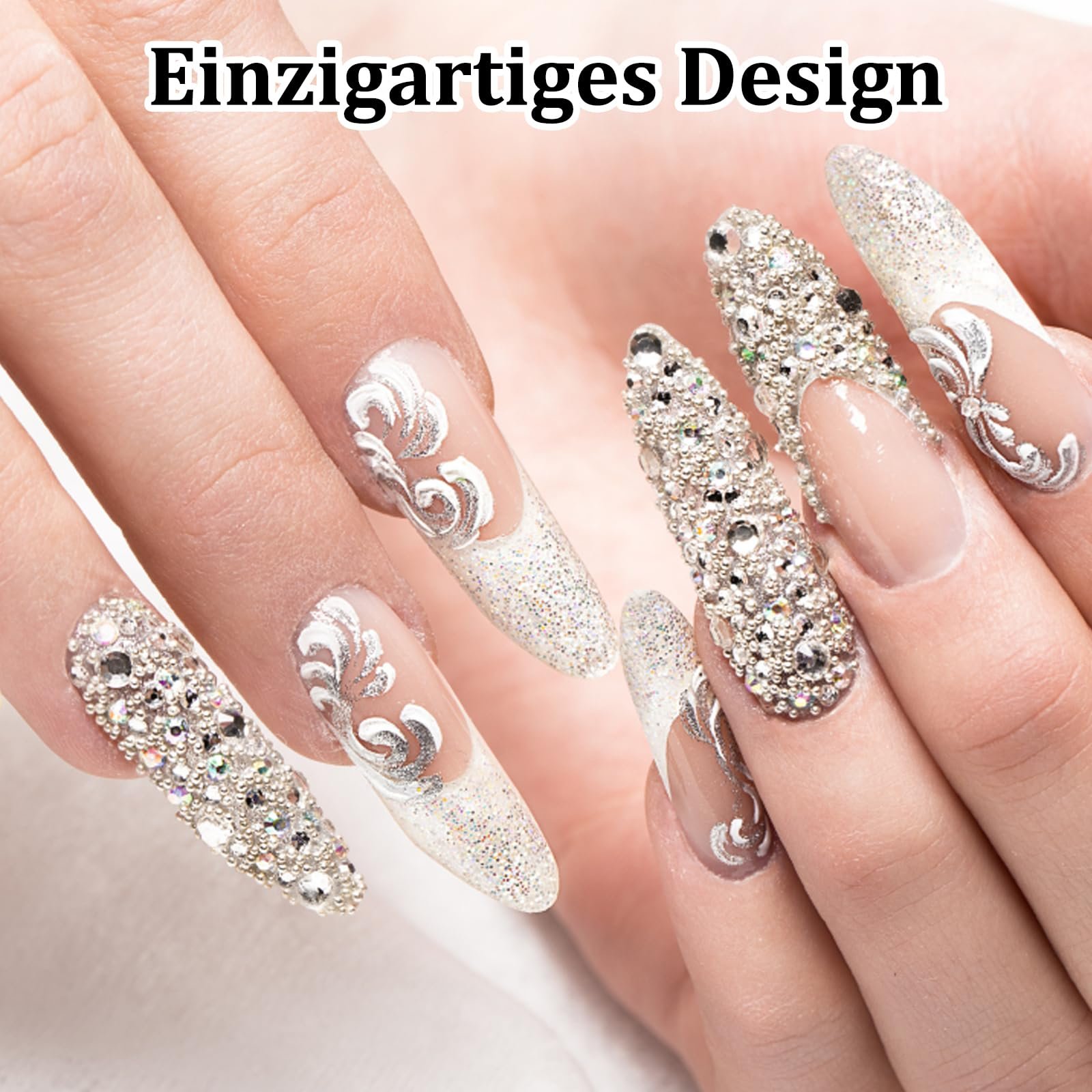 Украшения для ногтей, набор из 5 предметов со стразами и бусинами для дизайна ногтей, DIY поделок и модных аксессуаров, включает 2 коробки разных размеров и цветов, фото №6