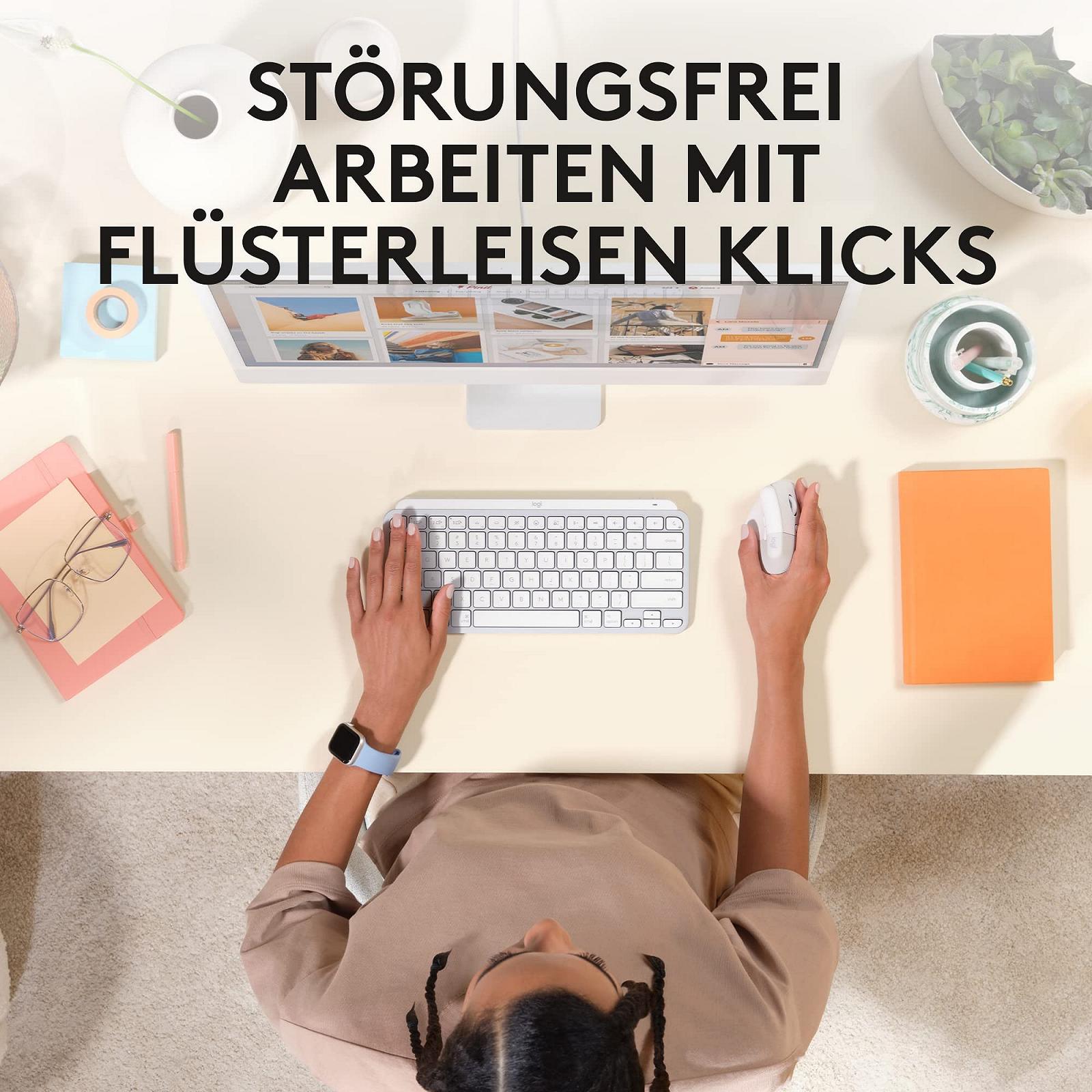 Мышь Беспроводная Logitech Lift for Mac Вертикальная Эргономичная Bluetooth Тихие Щелчки Тихий Smartwheel 4 Настраиваемые Кнопки Белая, фото №8