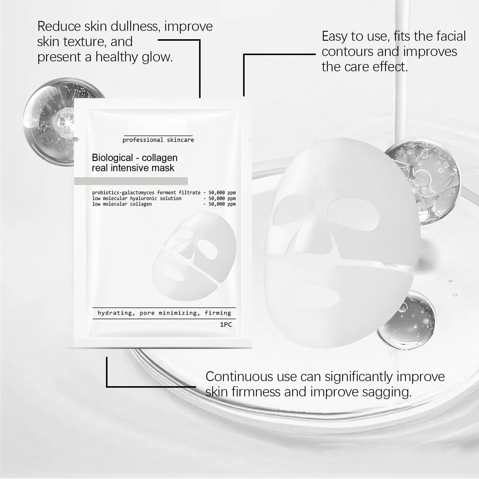 Маска для лица Skaind Hydraglow Deep Увлажняющая, Skaind Коллагеновая маска, Коллагеновая маска для лица против морщин, Увлажняющая ночная маска, Маска для лица против старения для лифтинга, укрепления и увлажнения (12 шт.), фото №8