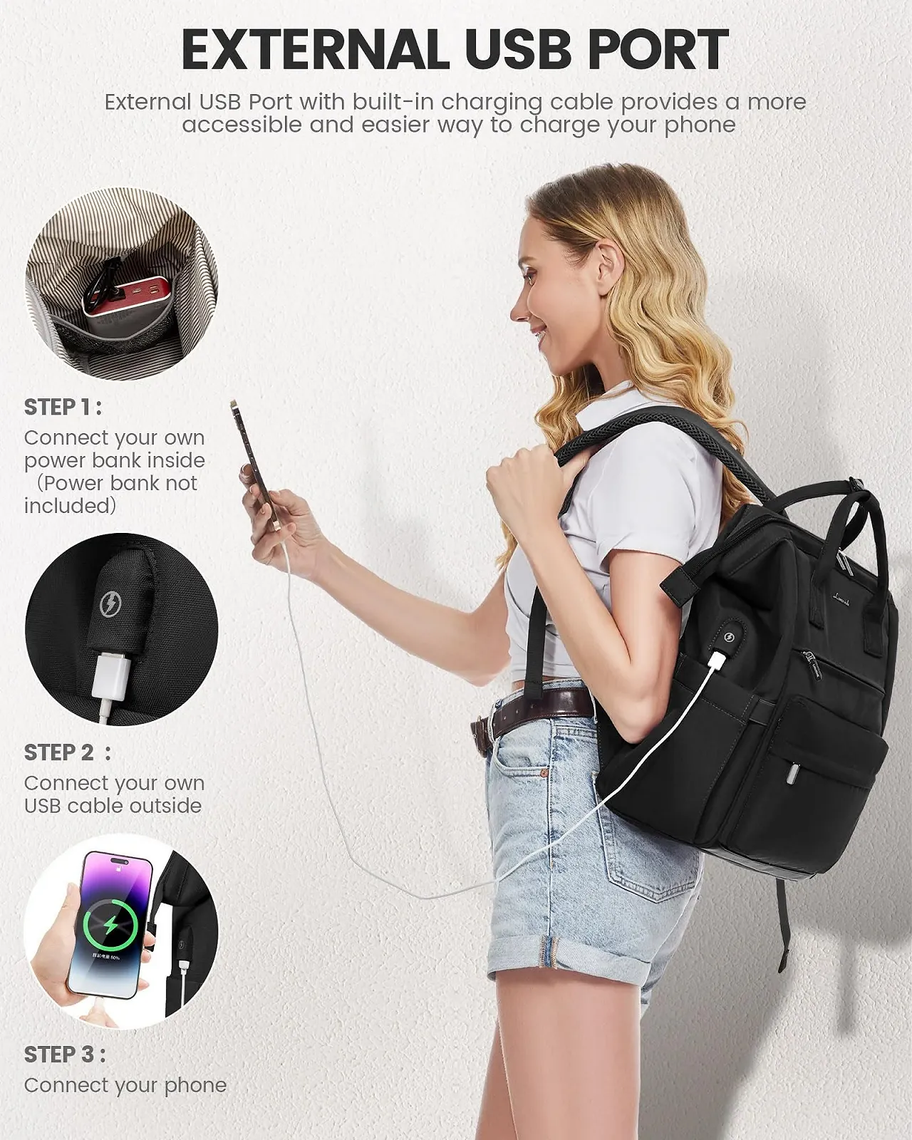 Рюкзак для ноутбука LOVEVOOK 15.6 Inch Waterproof USB Black, фото №6 Рюкзак для ноутбука LOVEVOOK 15.6 Inch Waterproof USB Black, фото №6