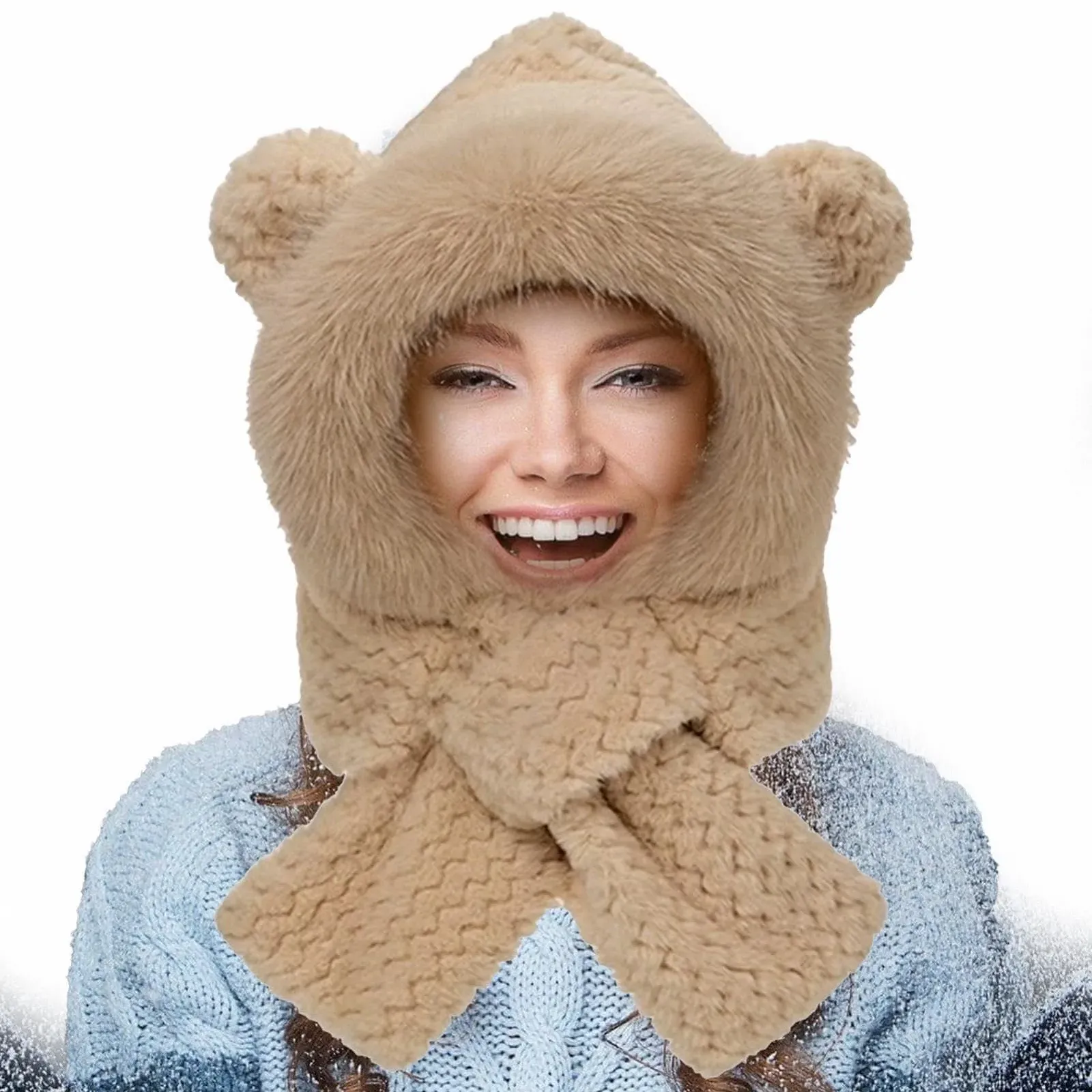 Пушистая шапка с медвежьими ушками Gupcaqosjw, фото №5 Пушистая шапка с медвежьими ушками Gupcaqosjw, фото №5