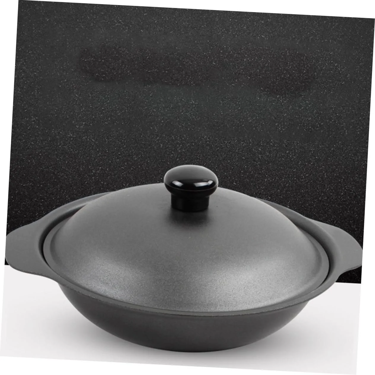 Каструля чавунна з кришкою термостійка 22 см для тушкування, фото №7